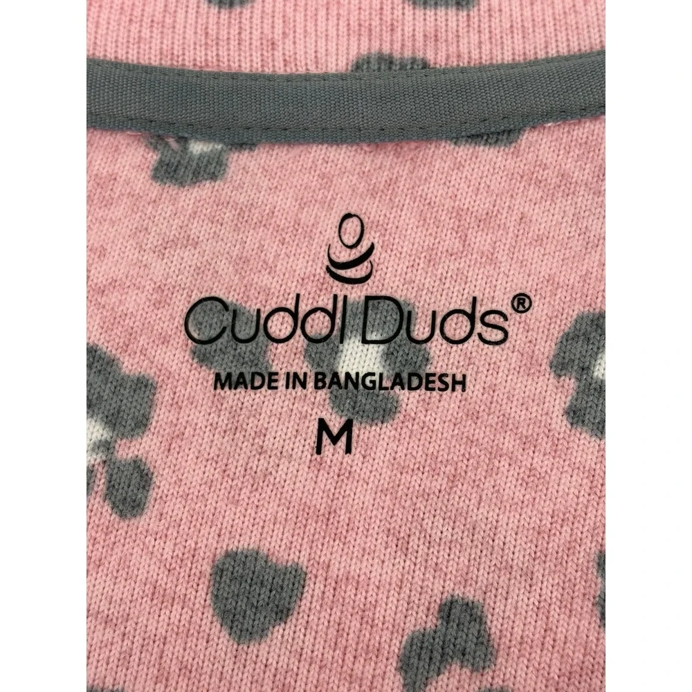 Cuddle Duds, Pajama Set Pink Capri Leopard Print Henley, Straight Leg, Sz  M NWT